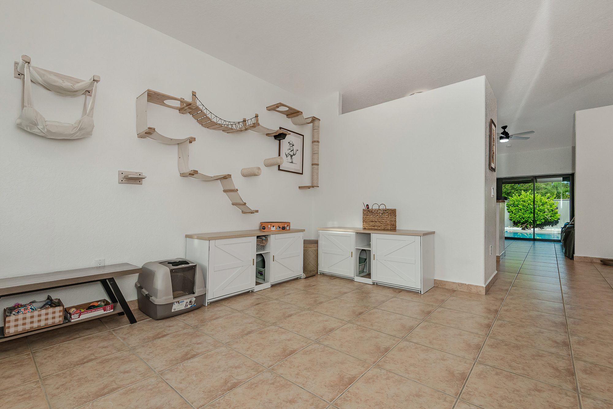 Flexible bonus room with tile flooring