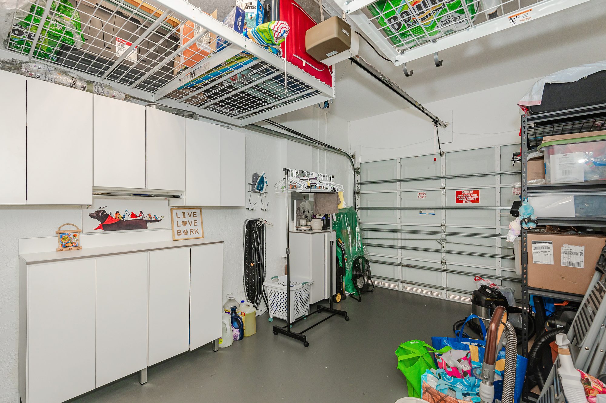 Attached garage with storage